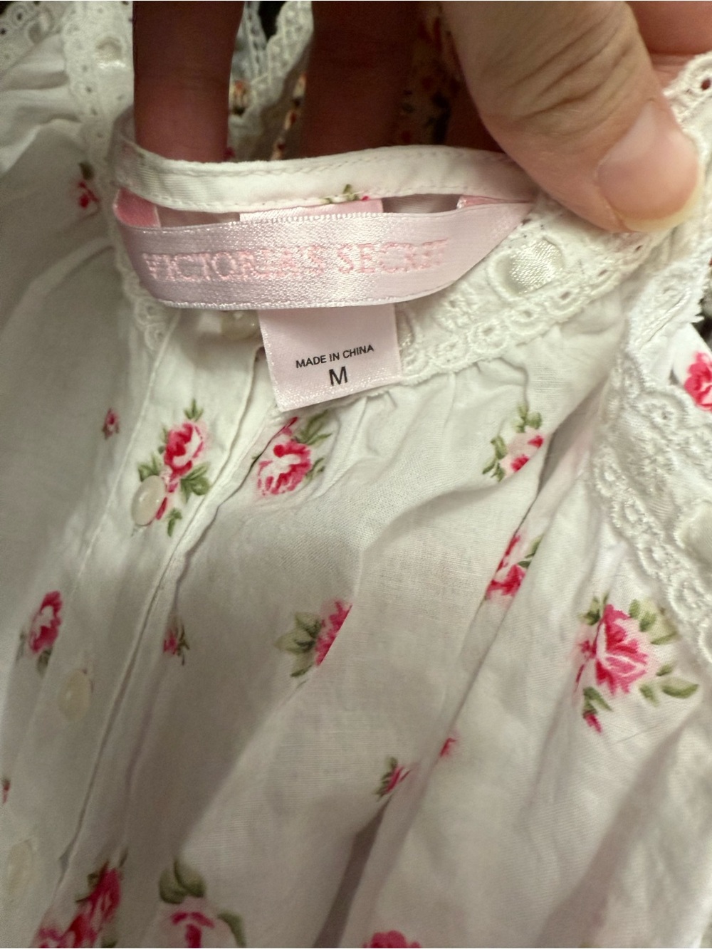 Victoria’s Secret White Floral-Print Lace-Trim Nightgown Medium - Picture 3 of 3